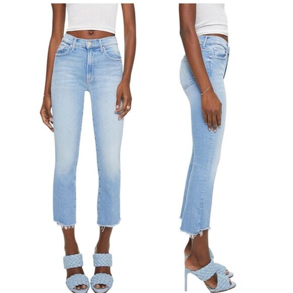 Mother The Insider Crop Step Fray Limited Edition Light Blue Denim Jeans 26 - Picture 15 of 16
